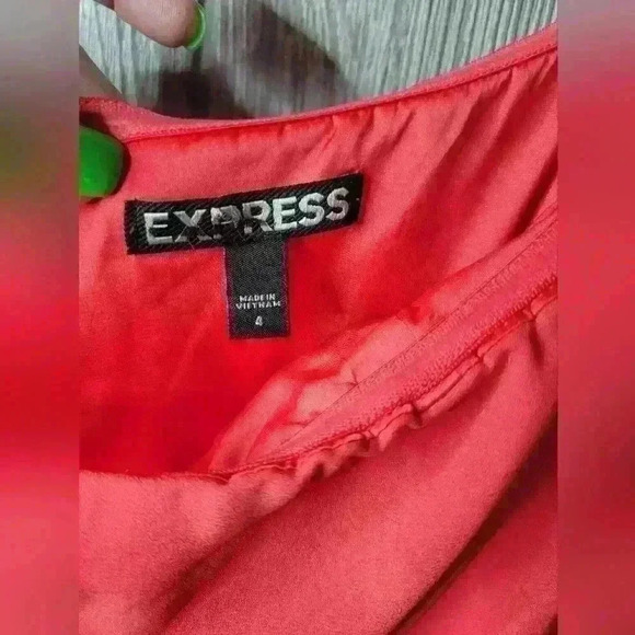 Express tube top Coral colored dress with a  lining. Size 4.  100% Polyester. - Picture 2 of 5